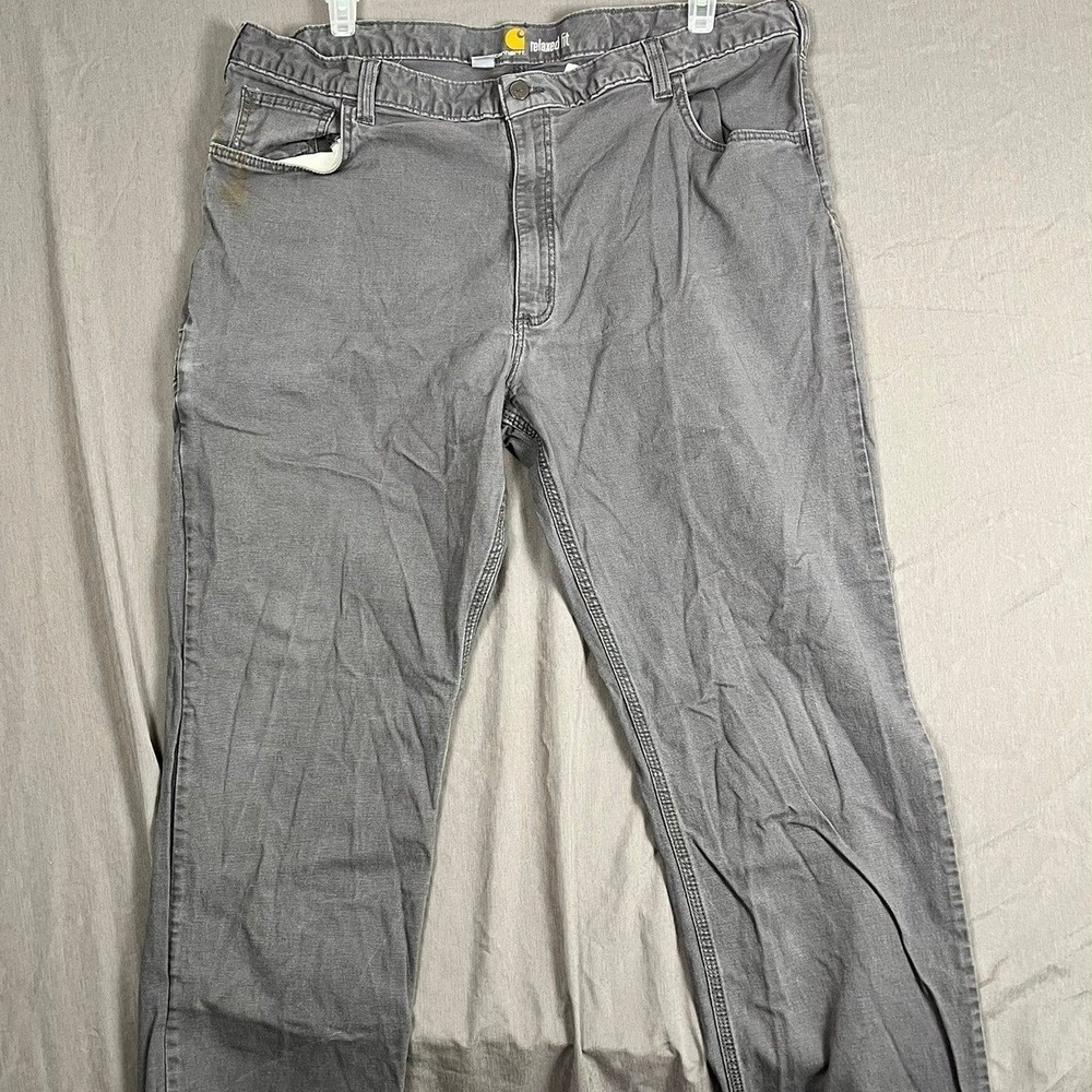 Carhartt Pants Workwear Mens 42x32 Relaxed Fit Gray Canvas Utility
